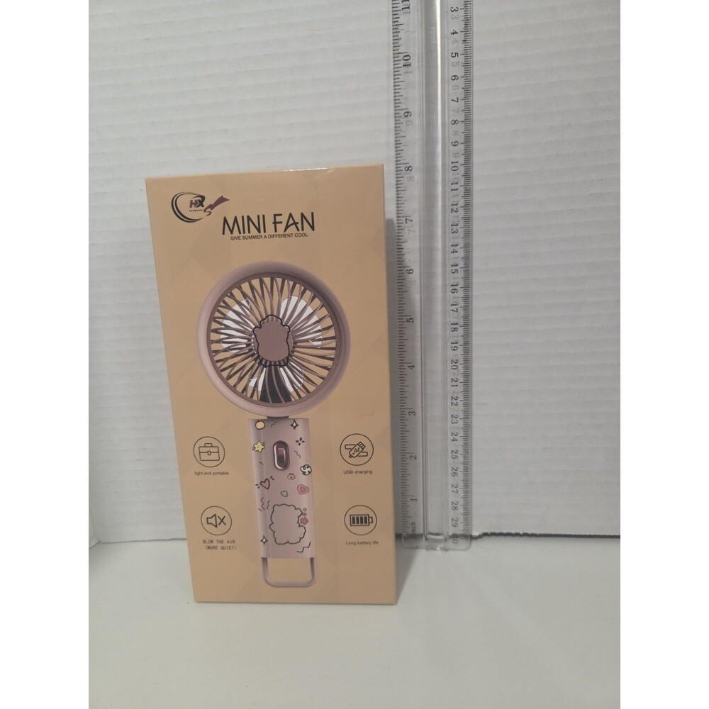 Mini Fan Portable Rechargeable USB Powered Handheld Fan Blue Push Button